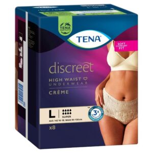 Tena Discreet High Waist Underwear Creme Super (L) X 8 (Limit 4 per order)