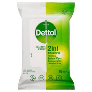 Dettol 2 in 1 Hand & Surfaces Anti-Bacterial Wipes X 15