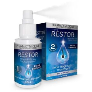 Restor Men's Extra Strength Minoxidil 5% Hair Regrowth Treatment Spray 60ml X 2