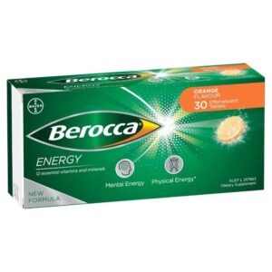 Berocca Energy with 12 Essential Vitamins & Minerals Effervescent Tab (Orange) X 30