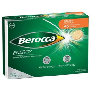 Berocca Energy with 12 Essential Vitamins & Minerals Effervescent Tab (Orange) X 45