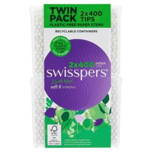 Swisspers Cotton Tips With Paper Stems (Twin Pack - 2 X 400)
