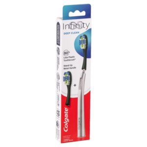 Colgate Toothbrush Infinity Deep Clean Manual Starter Kit - Metal Handle + 2 Brush Heads