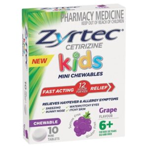 Zyrtec Kids Fast Acting Hayfever & Allergy Relief Chewable Mini Tab X 10
