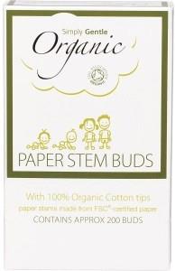 Simply Gentle Organic Paper Stem Buds 100% Organic Cotton Tips 200pk