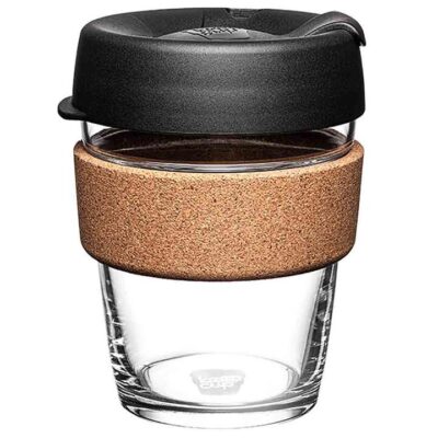 Keepcup Brew Glass Coffee Cup With Cork - Black 12oz 12oz