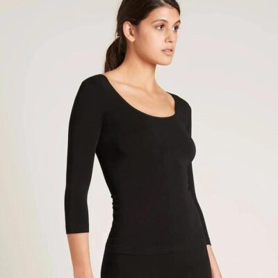 Boody 3/4 Sleeve Scoop Top Black / L