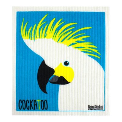 Retro Kitchen Compostable Sponge Cloth - Cockatoo 1 Cloth