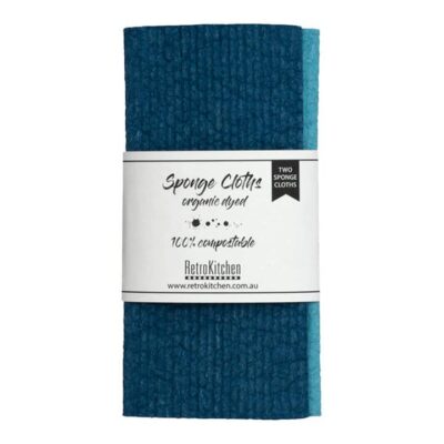 Retro Kitchen Organic Dyed Compostable Sponge Cloth Set - Marine 2 Cloths