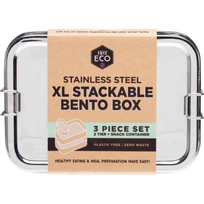 Ever Eco Stainless Steel Xl Stackable Bento Box 3 Piece Set