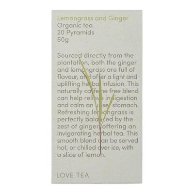 Love Tea Lemongrass & Ginger Pyramid Tea Bags 20 Tea Bags