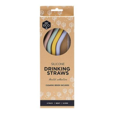 Ever Eco Silicone Bent Drinking Straws - Pastel 4 Pack
