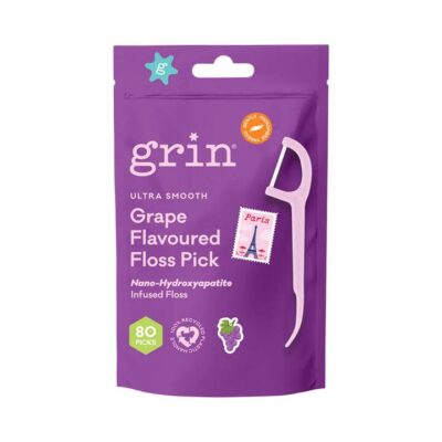 Grin Ultra Smooth Grape Flavoured Floss Picks 80 Picks
