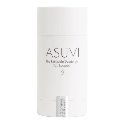 Asuvi The Refillable Deodorant - Sensitive Unscented White Reusable Tube 65g