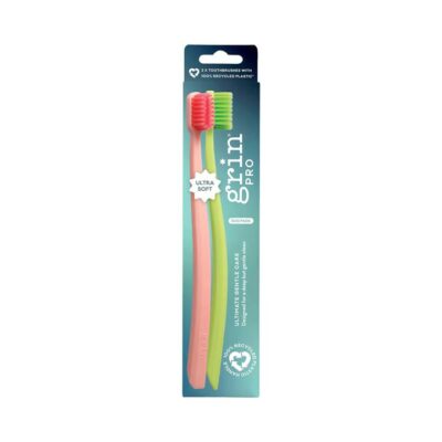 Grin Pro Ultimate Gentle Care Toothbrush Duo - Ultra Soft 2 Toothbrushes