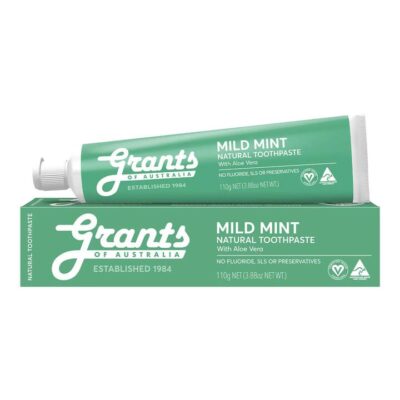 Grants Mild Mint Natural Toothpaste - Fluoride Free 110g