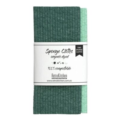 Retro Kitchen Organic Dyed Compostable Sponge Cloth Set - Forest 2 Cloths